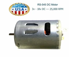 1x RS-545 DC Motor 3~18V 25,000 RPM H. Speed & H. Torque DIY Tools, Models- New.