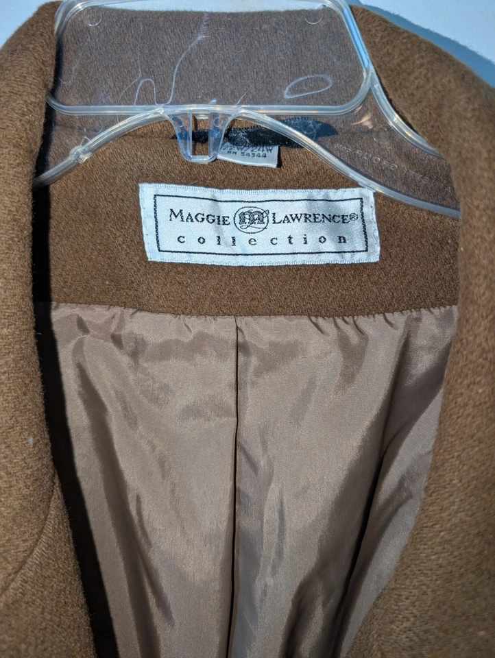 Vintage Maggie Lawrence Long Brown - Wool Blend - Tench Coat/Overcoat - Womens - Image 4 of 4