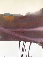 Abstract Mixed Media Ink Watercolor Painting on 9 X 12” Paper Contemporary