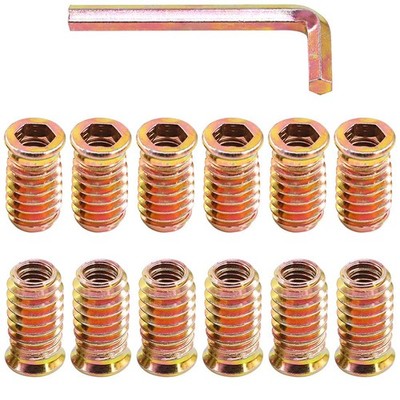 50pcs 5/1618 X 25mm Threaded Inserts Nuts Zinc Plated Carbon Steel Hex Socket D
