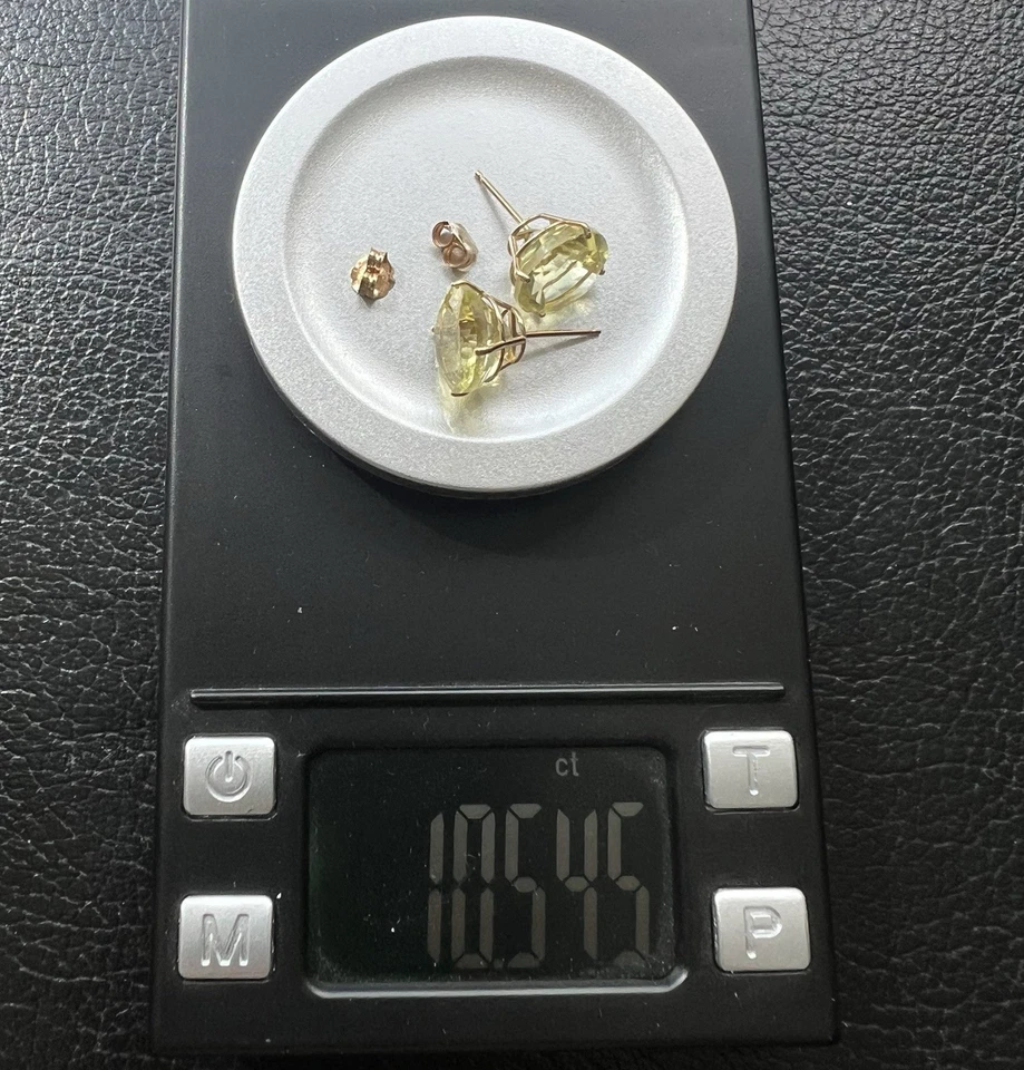 Pendientes de piedras preciosas de cuarzo limón oro macizo 14K Foto 2 de 4