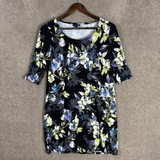 J Jill Wearever Dress Womens XS Petite Floral 3/4 Sleeve Stretch Jersey Knit