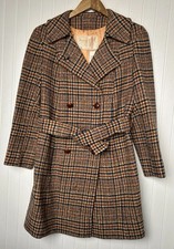 Vintage 70s/80s Pendleton Virgin Wool Women s Brown Plaid Coat Belted