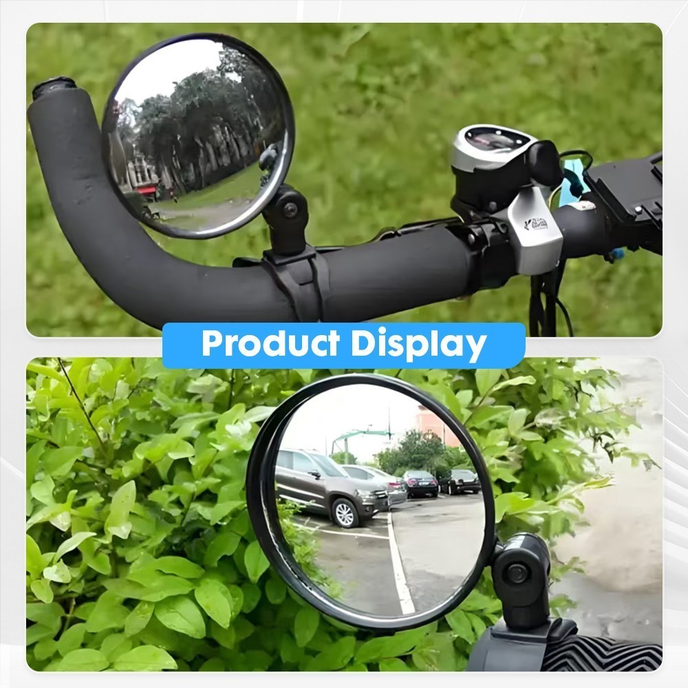 Ebike MTB Road Bike Rearview Mirror Bicycle Rear View Mirrors 360° Convex Side
