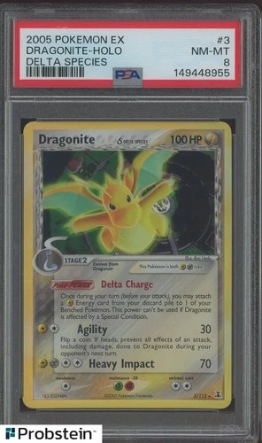 2005 Pokemon Ex Delta Species #3/113 Dragonite δ Holo PSA 8 NM-MT