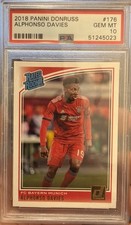 Alphonso Davies 2018 Panini Donruss #176 PSA 10 Rookie Card. rookie card picture