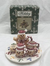 Vintage Holiday Treasures Miniature Holiday Tea Set Ceramic RARE