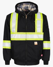 New XL Insulated Hi Vis Flame Resistant Heavy Weight Hooded Jacket, Water...