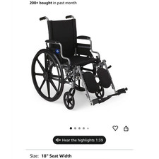 Medline Lightweight Manual Wheelchair, Swing-Away Legrest, Desk Arms, Black