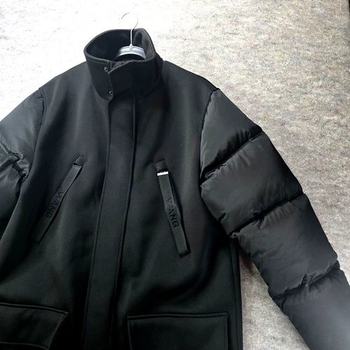Alexander Wang x H&M Black Neoprene Parka Coat Mens Size S *no hood* image 3