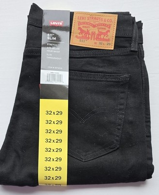 Levi's Men's 511 Slim Jeans Stretch Black Denim NEW 32x29