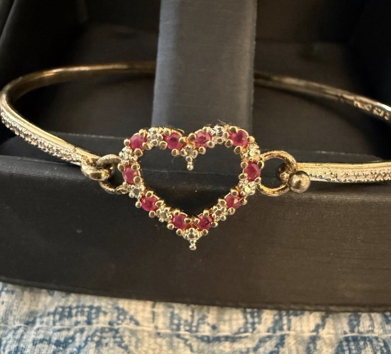 ROSS SIMONS VALENTINES RUBY DIAMOND BANGLE BRACEL… - image 1
