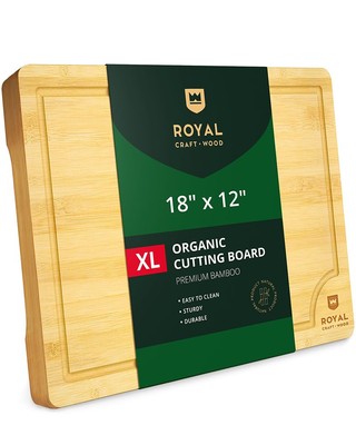 Extra Large Bamboo Cutting Board 18x12'' with Deep Juice Groove