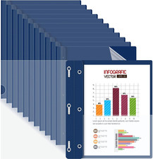 12 Pack Plastic Report Covers with 3-Prong Fasteners Clear Front Resume Portfoli