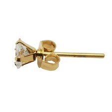 Genuine 18K Yellow Gold Filled 3mm Small Cubic Zirconia CZ Post Stud Earrings