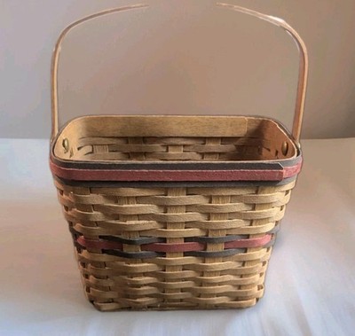 VTG Handmade Crooksville Ohio Love Basket Small Woven Swing Handle Signed Dated