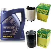 MANN-FILTER Inspektionspaket 5L Mannol Defender 10W-40 FüR Vw Golf Plus 1.6