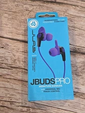 JLab JBuds Pro Signature Wired Earbuds Universal Mic Track Control Purple (230)