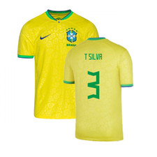 Image of 2022-2023 Brazil Little Boys Home Shirt (T Silva 3)