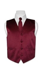 Boy's BURGUNDY Dress Vest with Boys Bowtie Tie Size 6