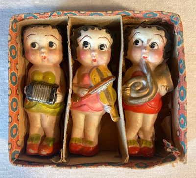 Spring SALE ! 1930's Betty Boop Bisque Music Figurine Set Fleischer Studio w BOX