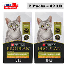 2 Pack, Purina® Pro Plan Weight Management Adult Dry Cat Food - Chicken 16 LB 2.47 per pound