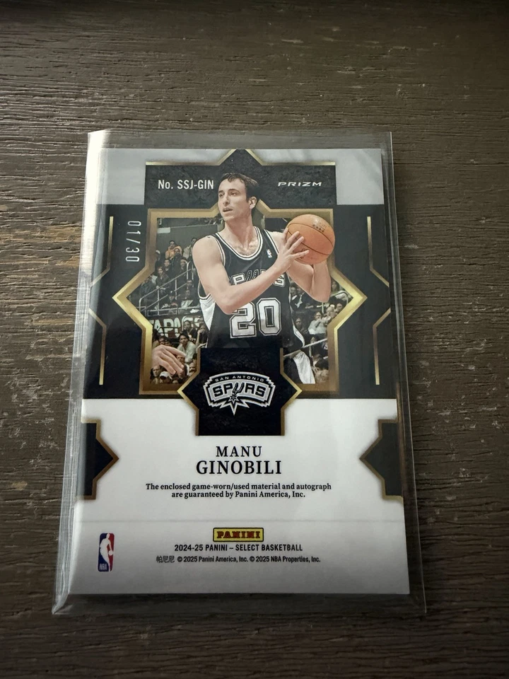 2024-25 Select Manu Ginóbili Select Stars Red Wave Juego Usado Parche Automático 01/30 Foto 2 de 2