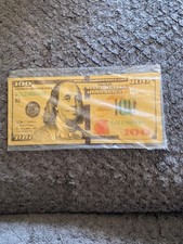 $ 100 GOLD NOTE  1 GRAM   .999 FINE GOLD (BENJAMIN FRANKLIN DESIGN, 24K) NOVELTY