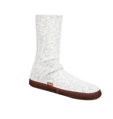 Acorn Slippers Brown Leather Rag Wool Sock Tall Slipper Shoes Womens 6.5 7.5
