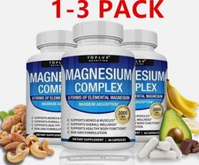 New 3X Toplux Nutrition Magnesium Complex 1000mg Supports 8 Elemental Magnesium