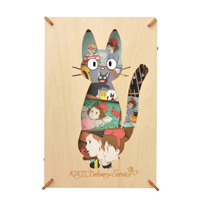 Kiki's Delivery Service Jiji Studio Ghibli anime Japan PAPER THEATER Wood style