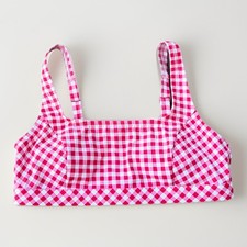 Draper James Lands End Check Bikini Top Size 6 Pink Red White Swimsuit