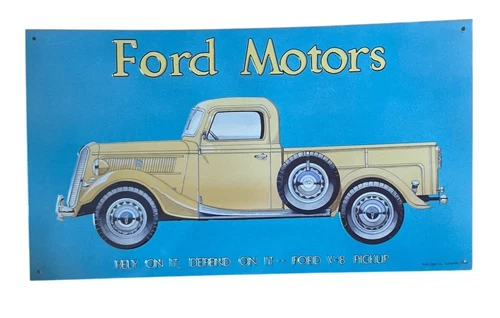 Vintage 1993 Ford Motors Metal AAA Sign Co Coitsville Ohio Embossed Tin 16x9"