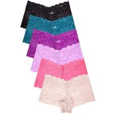 PACK OF 6 SOFRA WOMEN'S FLORAL LACE HIPSTER PANTY (LP9096LH)