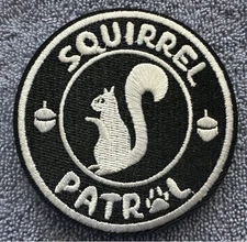 SQUIRREL PATROL 3x3 Embroidered Morale Patch Hook Backing Brand New
