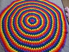 round rainbow hand crochet baby /lap blanket /throw 108cms (42.5") in diameter