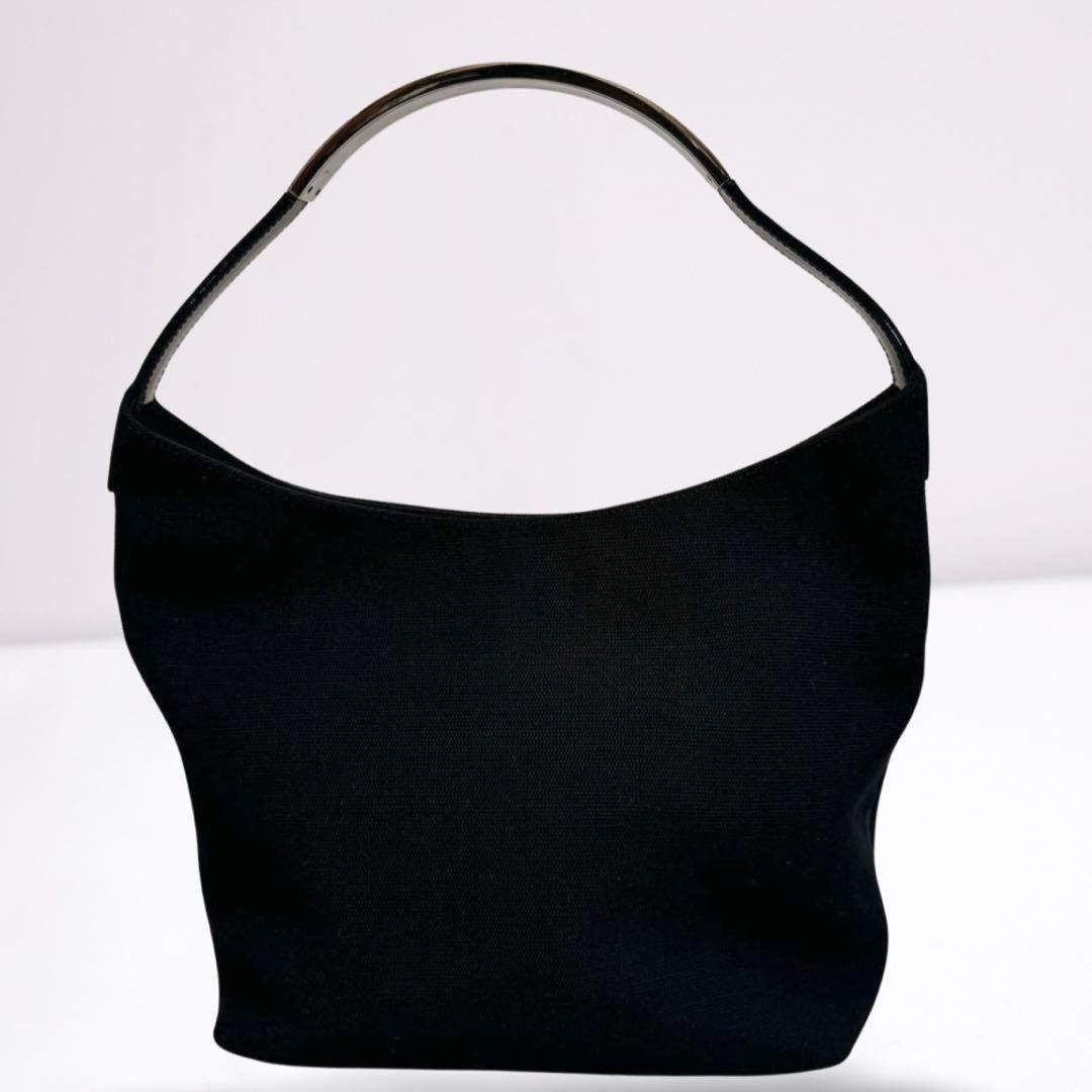 Gucci Black Nylon One Shoulder Bag with Metal Handle Pre-Owned