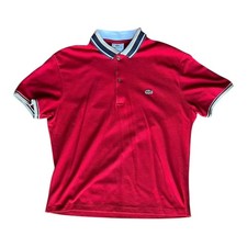 LACOSTE MEN'S POLO SHIRT REGULAR FIT COTTON MESH SHORT SLEEVE RED SIZE SMALL