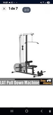 Lat Pull Down Home Gym Machine Adjustable Metal w/ Lat Bar Black/Gray
