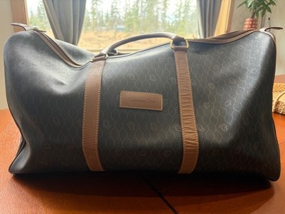 Christian Dior Vintage Honeycomb Boston Bag Canvas And Leather