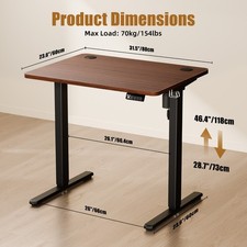 Ergomaker Electric Standing Desk Adjustable Sit Stand Gaming Table 80cm Brown — image 3