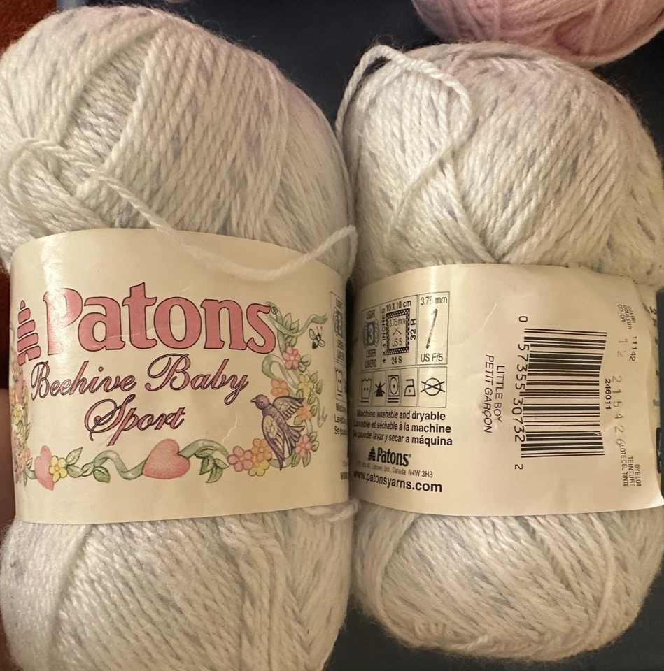 Baby Yarn Lot –8 Skeins –Bernat Softee & Patons Beehive – Pink Yellow Gray Spot - Image 4 of 4