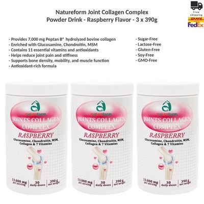 Natureform Joint Kollagen Komplex Pulver Drink 7000 mg Himbeer-Geschmack 3x390g