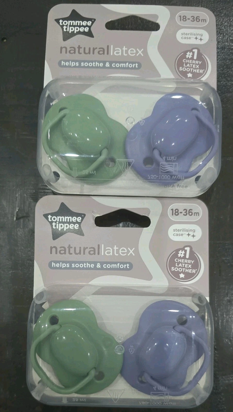 Tommee Tippee Natural latex Cherry Baby Soother / dummy × 2 packs