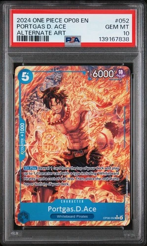 2024 One Piece Portgas D. Ace Alternate Art Rare OP08-052 PSA 10