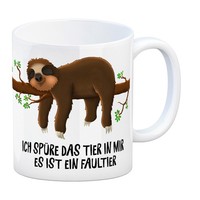 Kaffeebecher Mit Faultier Im BüRo Motiv Und Spruch: Ich SpüRe Das Tier In Mir,