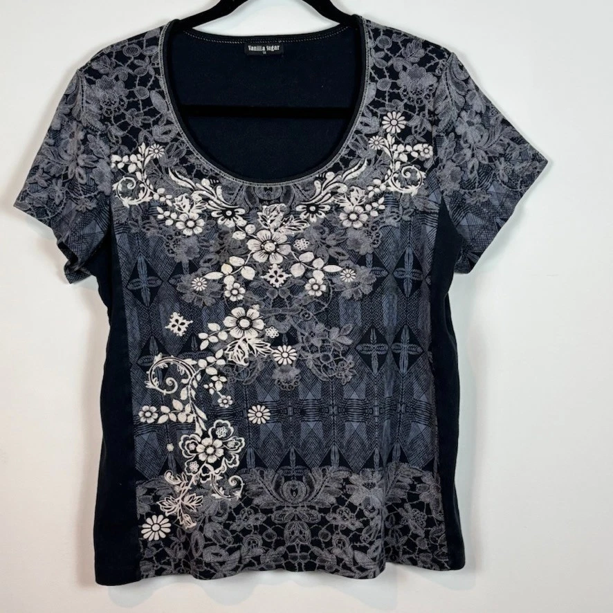 Top Graphique Floral Clouté Vanilla Sugar Taille 1X - Style Grunge Années 90, Occasion Très Bon état