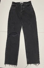Abercrombie & Fitch Black Jeans Womens 28|6L The Dad High Rise Distressed Denim 
