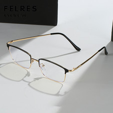 Metal Square Anti Blue Light Eyeglasses Unisex Clear Lens Fashion Glasses Frames