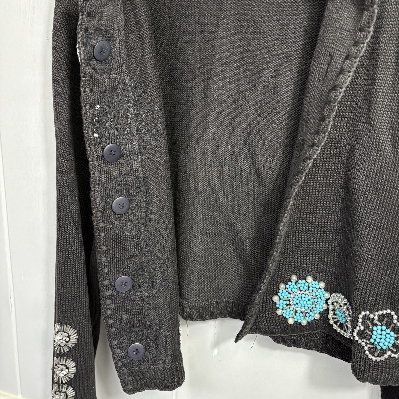 Michael Simon Turquoise Embellished Button Up Swe… - image 5